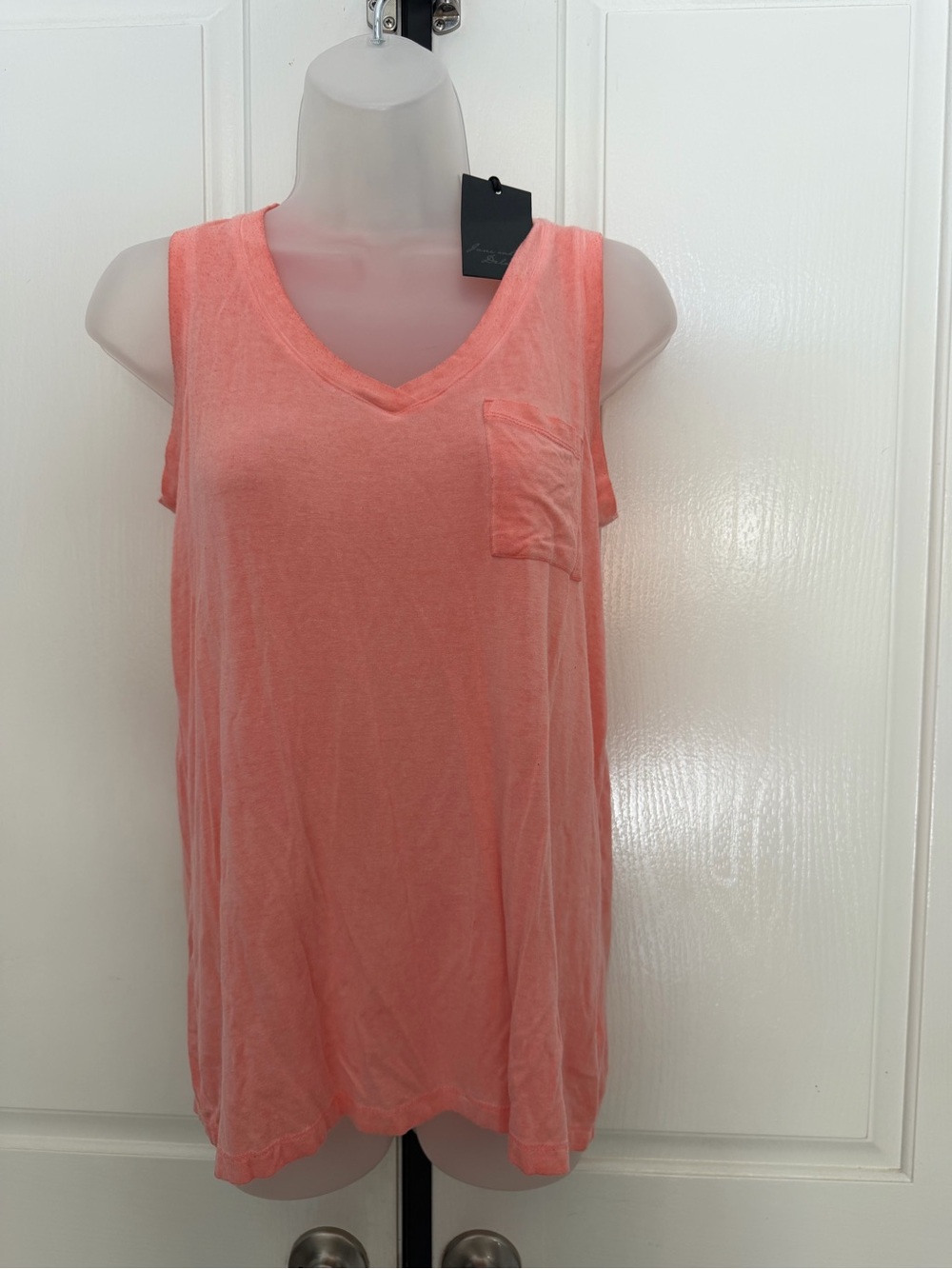 Jane & Delancey Coral V-Neck Sleeveless Pocket Tank Top Sz S